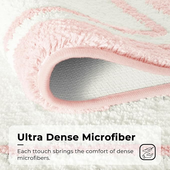 GRANNY SAYS Microfiber Bathroom Rugs Non Slip Washable, Water Absorbent Bathroom Mats for Tub Non Slip, Soft Bath Mats for Floor & Shower, Long Bath Rug, 24" x 36" Pink