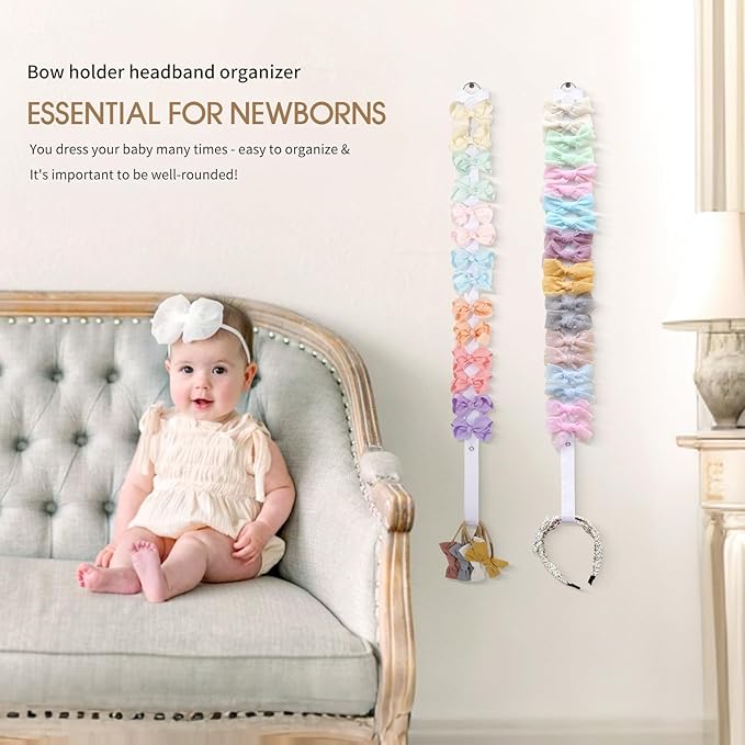 POVETIRE 6PCS Bow Holder Hair Bow Organizer, Hair Clips Storage Bow Holder for Girls Hair Bows, Baby Headband Hair Accessories Organizer Display Wall Hanging for Nursery Decors