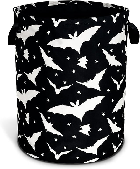 Goth Bats Laundry Basket Halloween Foldable Oxford Cloth Funny Tote Bag Laundry Hamper Clothes Storage Bucket Organizer For Bathroom/Laundry Storage/Bedroom Storage Basket 17.7x13.7Inch