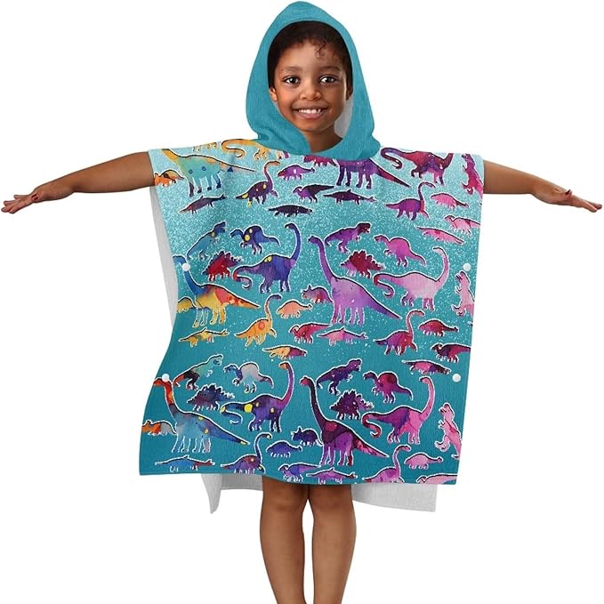 Hooded Kids Bath Towel Color Dinosaur Ultra Soft Towel Highly Absorbent Bathroom Beach Swim Supplies Toddlers Shower Decorations for Boys Girls