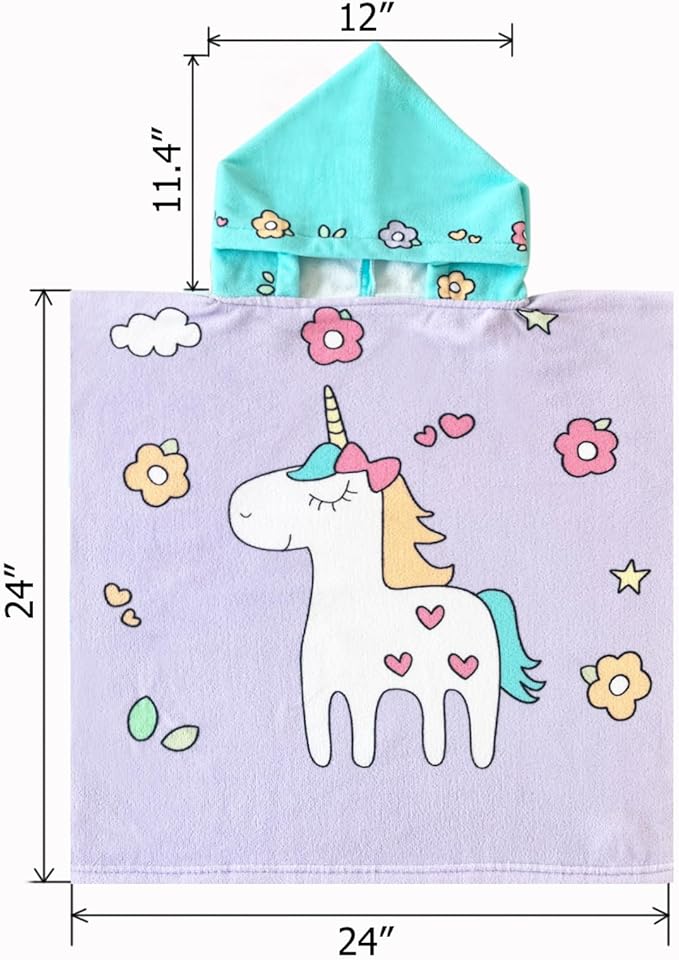 NovForth Kids Beach Towel for Boys Girls, Hooded Bath Towel Wrap, Toddler Pool Towel with Hood