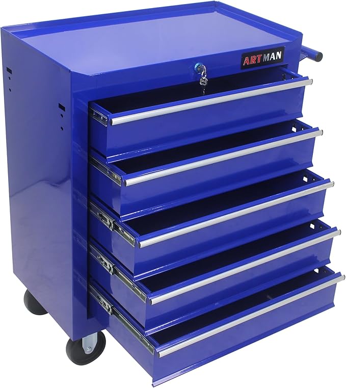 5 Drawers Rolling Tool Chest Cart ,24.2*12.9*29.9"Tool Storage Cabinet With 4 Wheels.Portable Tool Cabinet Trolley With Locking System and Drawer Liners.Tool Storage Cart for Garage,Workshop