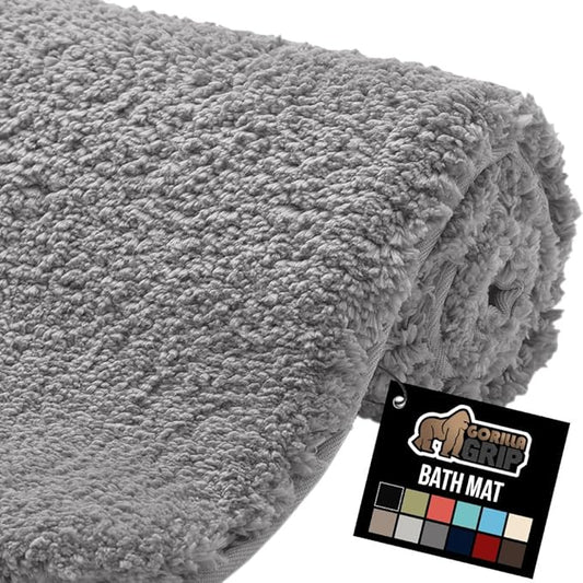 GORILLA GRIP Bathroom Rugs, 42x24, Ultra Soft Absorbent Mat, Thick Plush Bath Rug, Machine Washable, Microfiber Quick Dry, Mats for Shower, Bathtub and Floor, Home Decor Accessories, Grey