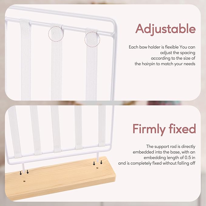 Headband Holder Bow Organizer for Girls Hair Bows, Hair Clips Holder Display Stand, Baby Headband Hair Accessories Organizer Storage Nursery Decor for Toddler Girls Room