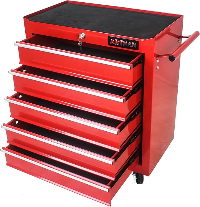 5 Drawers Rolling Tool Chest Cart ,24.2*12.9*29.9"Tool Storage Cabinet With 4 Wheels.Portable Tool Cabinet Trolley With Locking System and Drawer Liners.Tool Storage Cart for Garage,Workshop