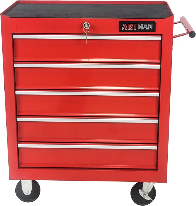5 Drawers Rolling Tool Chest Cart ,24.2*12.9*29.9"Tool Storage Cabinet With 4 Wheels.Portable Tool Cabinet Trolley With Locking System and Drawer Liners.Tool Storage Cart for Garage,Workshop