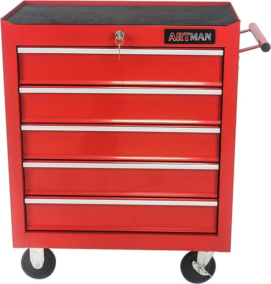 5 Drawers Rolling Tool Chest Cart ,24.2*12.9*29.9"Tool Storage Cabinet With 4 Wheels.Portable Tool Cabinet Trolley With Locking System and Drawer Liners.Tool Storage Cart for Garage,Workshop