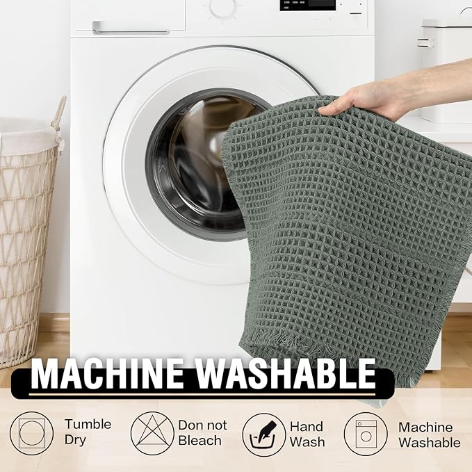 H.VERSAILTEX Waffle Bath Mat Super Absorbent Bathroom Mats Non Slip Bath Rugs for Bathroom Floor Machine Washable Ultra Soft Bathroom Rugs for Beside Tub, (32 x 20 Plus 24 x 17 - Inches, Lichen)