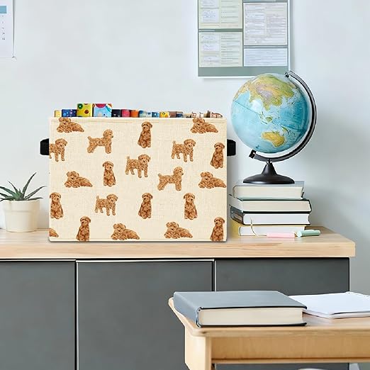 Poodle Dog Storage Bins Box with Handles, Gifts for Poodle Lovers, Cute Puppy Dog Laundry Basket Hamper Collapsible Clothes Toys Organizer for Nursery Bedroom Bathroom Home