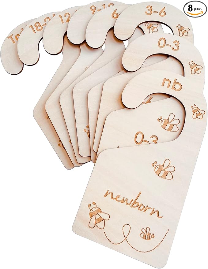 Baby Closet Size Dividers, Double-Sided Wood Baby Closet Organizer Hanging Baby Clothes Dividers Nursery Closet Organizer for Home Baby Clothes Nursery Décor