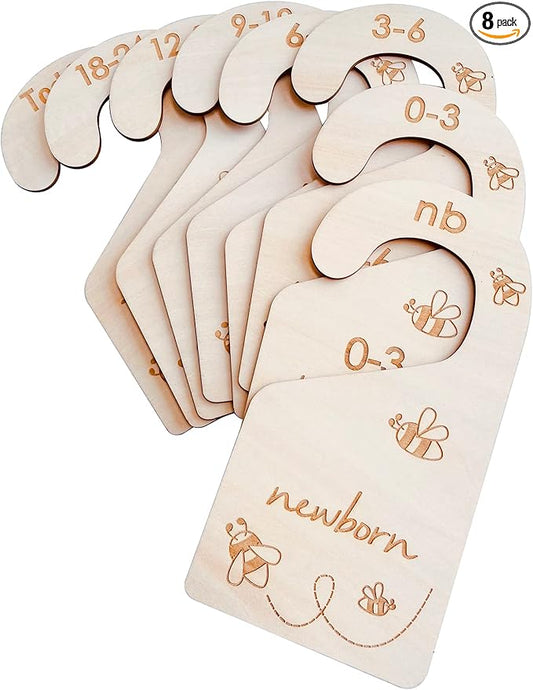 Baby Closet Size Dividers, Double-Sided Wood Baby Closet Organizer Hanging Baby Clothes Dividers Nursery Closet Organizer for Home Baby Clothes Nursery Décor