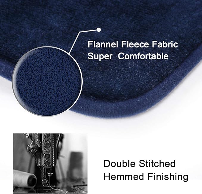 H.VERSAILTEX Bath Mat Memory Foam Set Bathroom Rug Set Flannel Velvety Bath Mat Luxury Extra Soft and Absorbent Non Slip Rugs for Bathroom/Bedroom Washable(2 Pack- 20"x 32"/ 17"x 24", Navy)