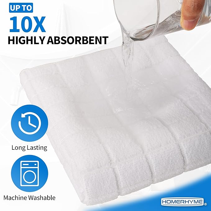 HOMERHYME Hand Towels for Bathroom, 24 Pack 25''*15'' Microfiber Bath Hand Towels, Quick Dry Lint Free Soft Absorbent Bulk Washcloths, Decorative White Towels for Tea Shower Yoga Gym Salon Kitchen