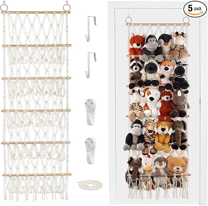 Stuffed Animal Net or Hammock Handmade Hammock Net for Stuffed Animals Corner Wall Hanging for Storage Organizer Holder for Small Stuffed Animal Net