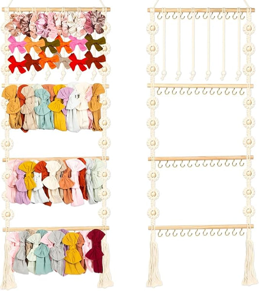 Bow Holder for Girls Hair Bows,Bow Organizer for Girls Room Wall Decor, (Beige-M4)
