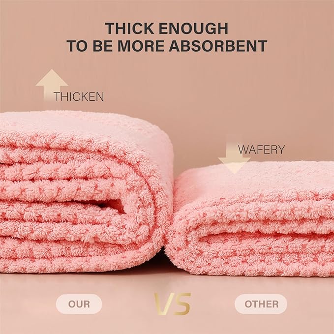 2 Pack Microfiber Hair Towel Wrap for Women, Hair Drying Towel with Button, Towel Turban,Head Towel to Dry Hair Quickly Lint Free, White