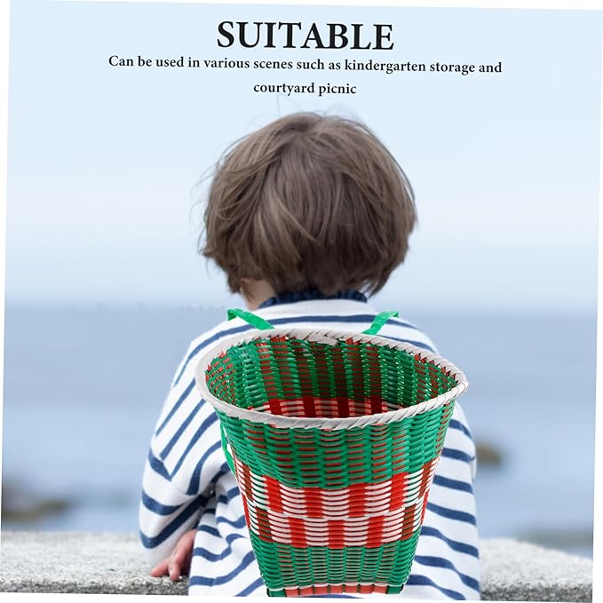 Balacoo Hand Woven and Girls Storage Basket Portable Woven Backpack for Dance Props Rustic Picnic Holder for Toddlers Outdoor Use and Kindergarten