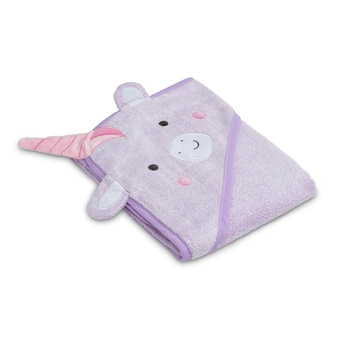 Delta Children Baby/Infant Hooded Bath Towel - Super Soft and Absorbent- Newborn Essential - Ideal Baby Registry/Shower Gift for Boys and Girls, Light Purple Unicorn