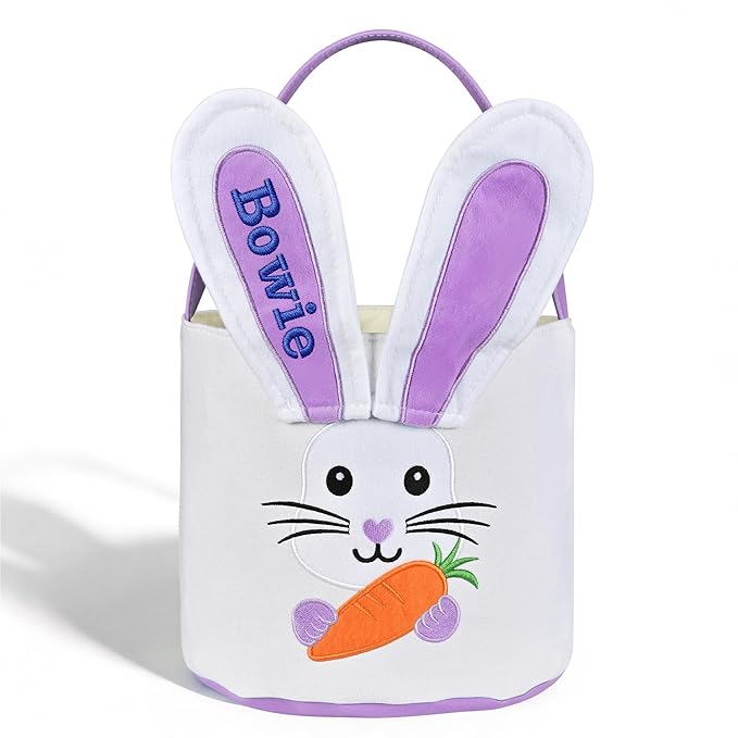 Easter Baskets for Kids - Touber Bunny Easter Basket | Gifts for Boys & Girls and Hunting Party Favor Supplies - Purple Ears