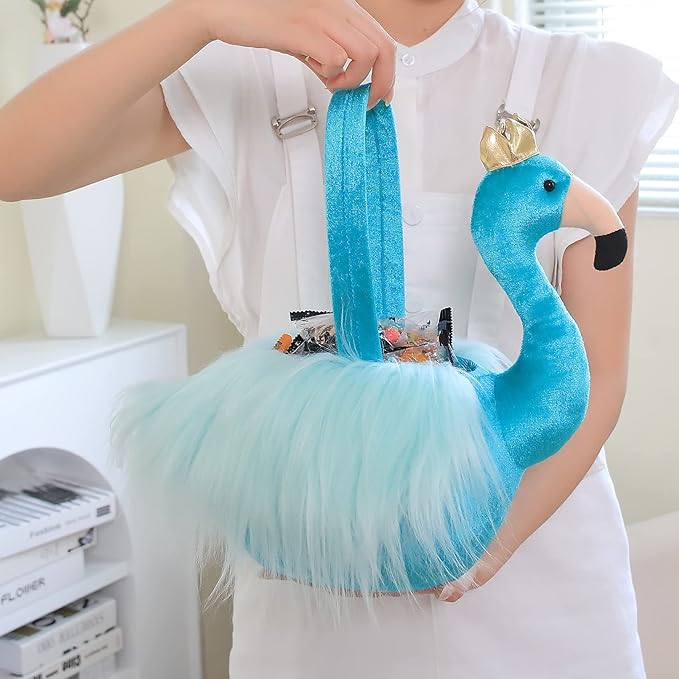 DearSun Personalized Blue Flamingo Basket Easter Egg Hunting Basket Gift Baskets with Embroidery Name (Royal Blue Flamingo with Customization)
