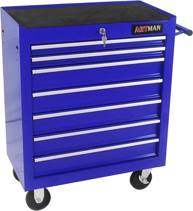 7 Drawers Rolling Tool Chest Cart ,24.2*12.9*29.9"Tool Storage Cabinet With 4 Wheels.Portable Tool Cabinet Trolley With Locking System and Drawer Liners.Tool Storage Cart for Garage,Workshop