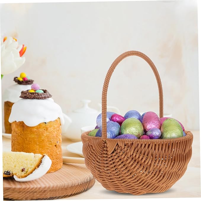Rectangular Easter Basket Mini Weaving Storage Holder with Handle for Home Kindergarten Decoration for Friends