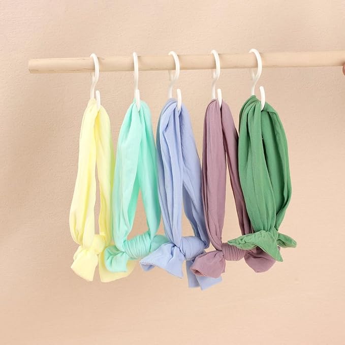 20 Pack 2.5 Inch Rubber Plastic S Hook for Hanging Baby Headband Hair Accessories Baby Bib NecklaceJewelry Hat Holder (White-20PCS)