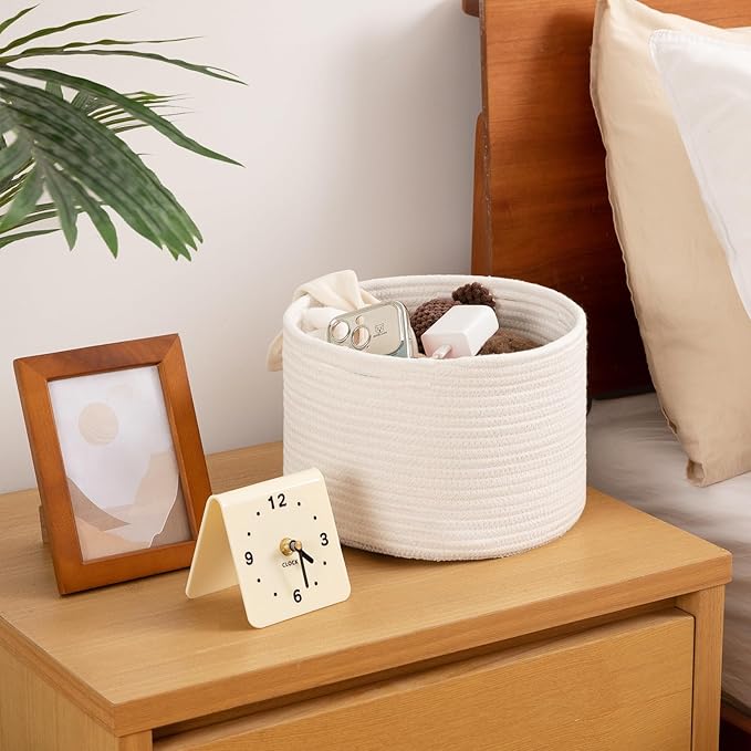 OIAHOMY Large Blanket Basket, 22”x17”x12” Rectangle Woven Baskets, Nursery Blanket Storage Living Room,mall Storage Baskets for Organizing,Closet Cube Shelf Storage, 9.8”×9.8”×7.1”
