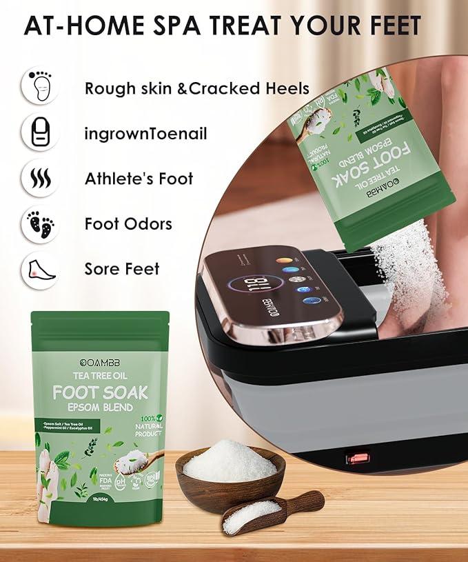 Collapsible Foot Spa with Heat, Bubble,Temp Control,Remote Control, Color Touch Screen Foot Bath Massager with 6 Massage Rollers,Foot Soaking Tub (Black+Green)