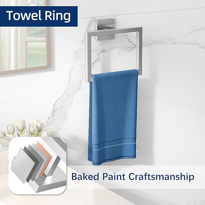 24-Inch Extended Towel Bar Set Wall Mounted, Bathroom Accessory Set Brushed Nickel 5-Pieces Bathroom Hardware Set
