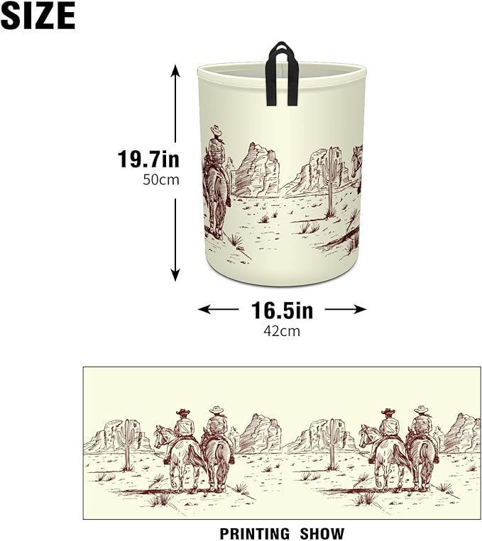 Western Desert Cowboy Baby Laundry Hamper,kids laundry Basket,Waterproof Storage Bin for Bedroom,Clothes Organizer Basket,Toys Box,Room Decor