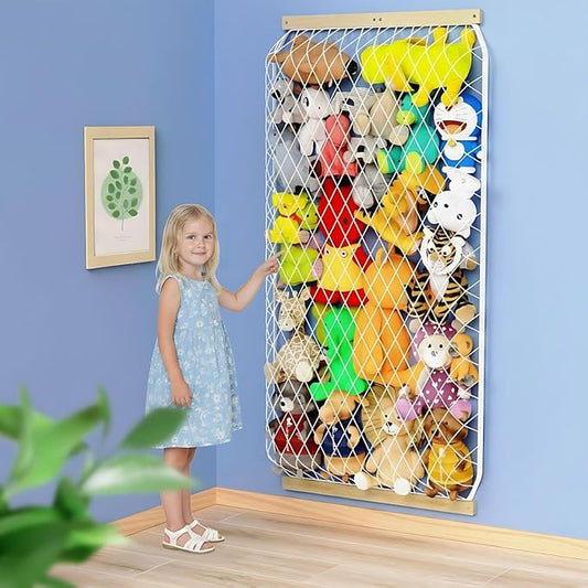 Stuffed Animal Storage Holder, Elastic Stuffed Animal Net,Door/Wall Mount Length Adjustable Hanging Stuffed Animal Organizer, Plushie Net for Nursery Play Room-Origin Boards Patent