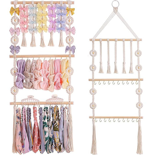 Bow Holder for Girls Hair Bows - Bow Organizer for Girls, Wall-Mounted Baby Headband Organizer, Headband Holder for Baby Girl