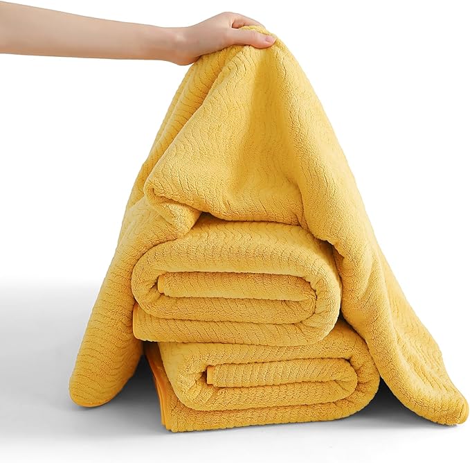 4 Piece Extra Large Bath Towel 35"x70" Oversized Bath Sheet Bath Towel Set for Bathroom Ultra Soft Cozy Highly Absorbent Quick Dry Bathroom Towel for Spa Gym Hotel,Shower Towel for Daily Use,Yellow