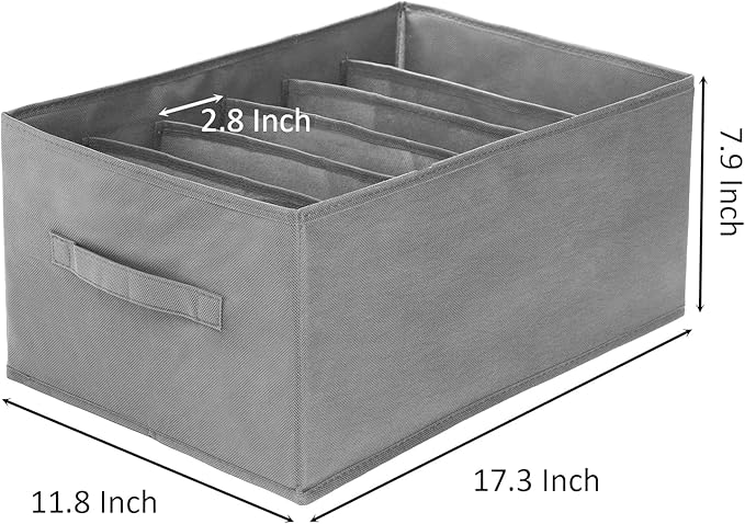 Nicunom 6 Pack Wardrobe Clothes Organizer, 6 Grids Large Clothes Closet Organizer and Storage, Divided Clothing Storage Boxes Bins Closet Drawer Organizer for Jeans T-shirt Pants Sweater