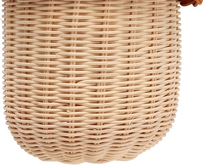 Fdit Kids Rattan Storage Basket Bag, Hand Woven Pine Cone Shaped Basket for Boys Girls Home Decor Storage Box Photography Props (Large Handbag)