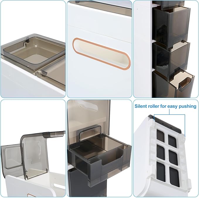 Ultra Thin Bathroom Locker Plastic Locker with Drawers for Living Room, Bathroom, Kitchen, Room and Other Small Items (4 Tiers)