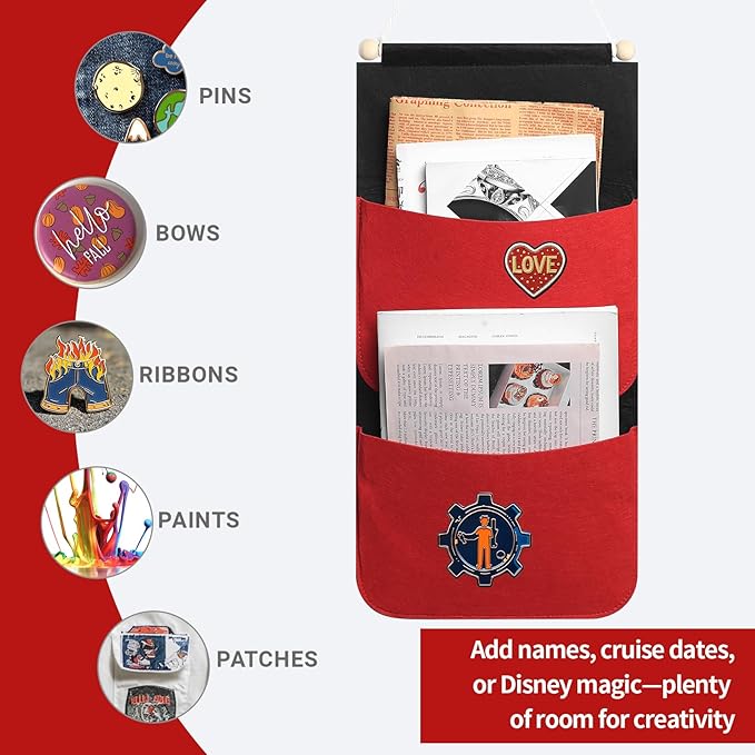 2026 2025 Cruise Fish Extenders For Disney Door Single Two Pockets Felt Personized Gift Exchange Mail Bag Pixie Dust (Two pockets)
