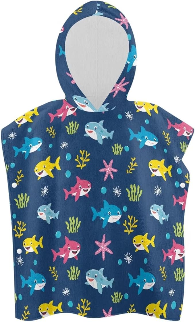 Baby Bath Towel Hooded Ultra Soft Towel Highly Cartoon Shark Bath Pool Beach Soft Hooded Towel Wrap for Toddler and Kids Toddlers Shower Decorations for Boys Girls