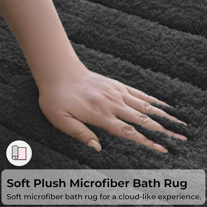 GRANNY SAYS Bathroom Rugs Non Slip, 20" x 32", Bath Rugs for Bathroom Washable, Bath Mats for Floor, Microfiber Bath Mat for Tub, Shower Mat for Floor, Absorbent Shower Rugs Charcoal Gray