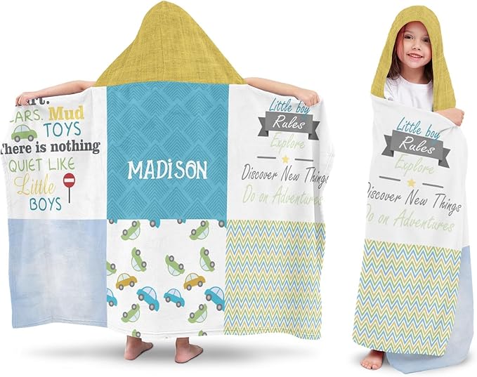 Hooded Towels for Kids 3-10 Yrs Cartoon Cute Cars Patchwork Kids Bath Towels Hooded Beach Towel Wrap Bathrobe Blanket Boys Gift for Shower