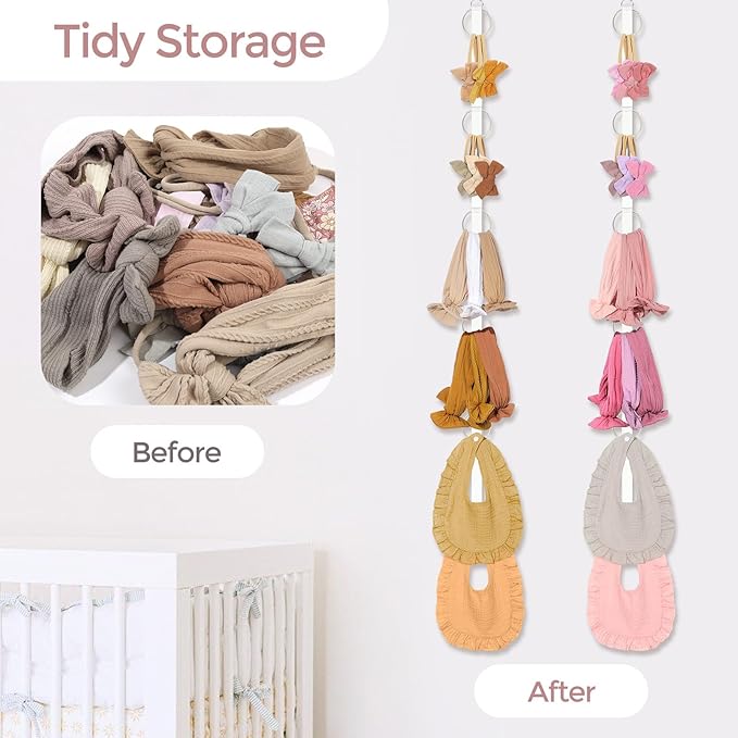 POVETIRE 3PCS Baby Headband Holder Hairbands Organizer, Hanging Bow Organizer for Girls, Hair Accessories Organizer Display Wall for Newborn Infant Toddler Kids Nursery Room Decor