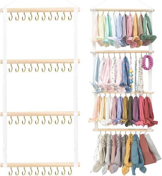 POVETIRE Headband Holder for Girls Baby Headband Organizer Head Bands Hair Accessories Display Organizer Wall Hanging Decor for Nursery Toddler Girl Room