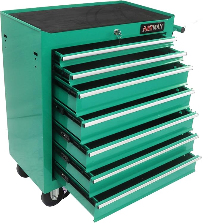 7 Drawers Rolling Tool Chest Cart ,24.2*12.9*29.9"Tool Storage Cabinet With 4 Wheels.Portable Tool Cabinet Trolley With Locking System and Drawer Liners.Tool Storage Cart for Garage,Workshop