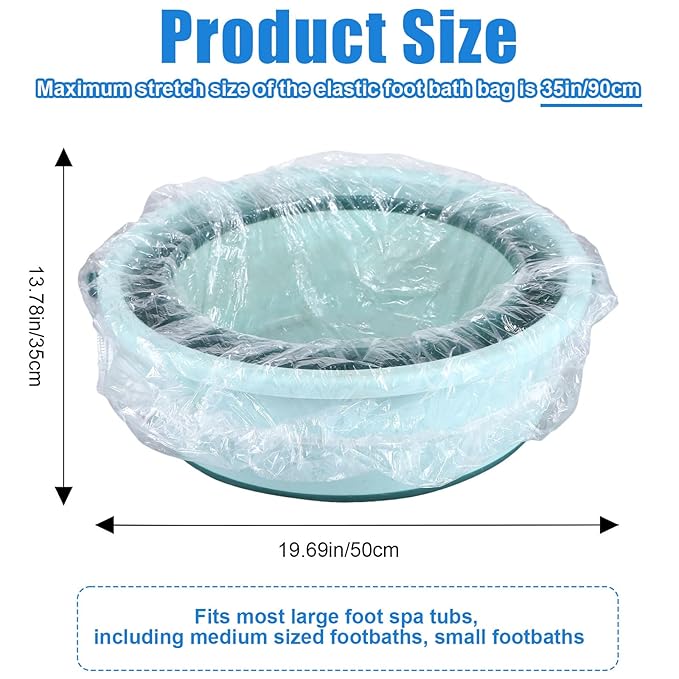 Transparent Pedicure Liners Disposable, Pedicure Bowl Liners with Elastic Band, Unbreakable Foot Bath Pedi Liners Disposable, Fits Most Pedicure Tub, for Pedicure Foot Spa Home Use (25pcs)