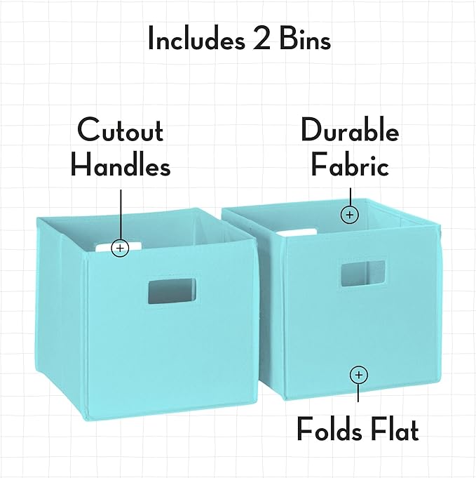RiverRidge Folding Storage Bins with Handles Aqua Cube Storage Organizer for Closet, Bedroom & Playroom - Closet Organizers and Storage Set of 2