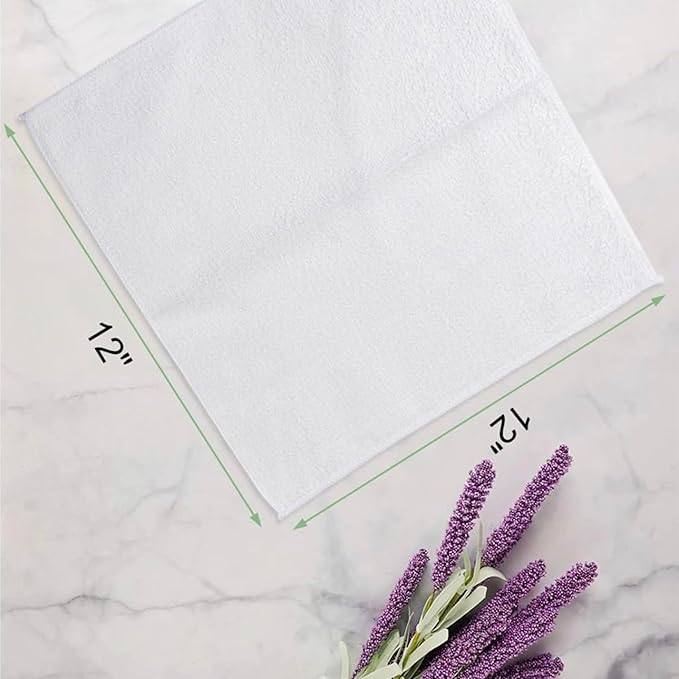 100% Cotton Washcloth Set – Soft, Absorbent Face Towels for Bathroom & Gym Use – Durable, Reusable, Machine Washable Wash Cloths - White Color, 12x12 Inches, Pack of 12