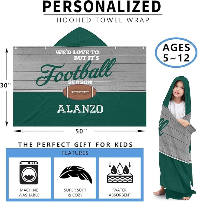 Hooded Towel Kids Football Season Bath Towels with Hood Microfiber Kids Beach Towels Baby Pool Beach Towel for Boy Girls