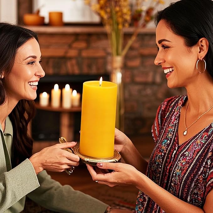 4 Pack Natural Beeswax Candles, 2.8x6inchs 380 Hours Long Burning Emergency Candle 100% Pure Beeswax Pillar Candle, Unscented Organic Bees Wax Candles for Home, Prayer, and Celebrations (2.8x6in)