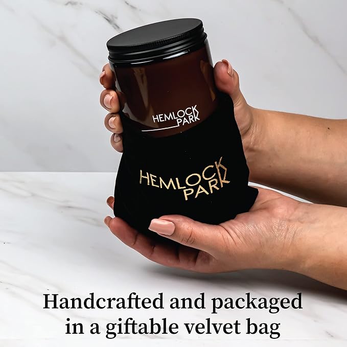 Hemlock Park Crackling Wood Wick Candle Handcrafted with Natural Coconut Wax (Standard 8 oz, Sandalwood)